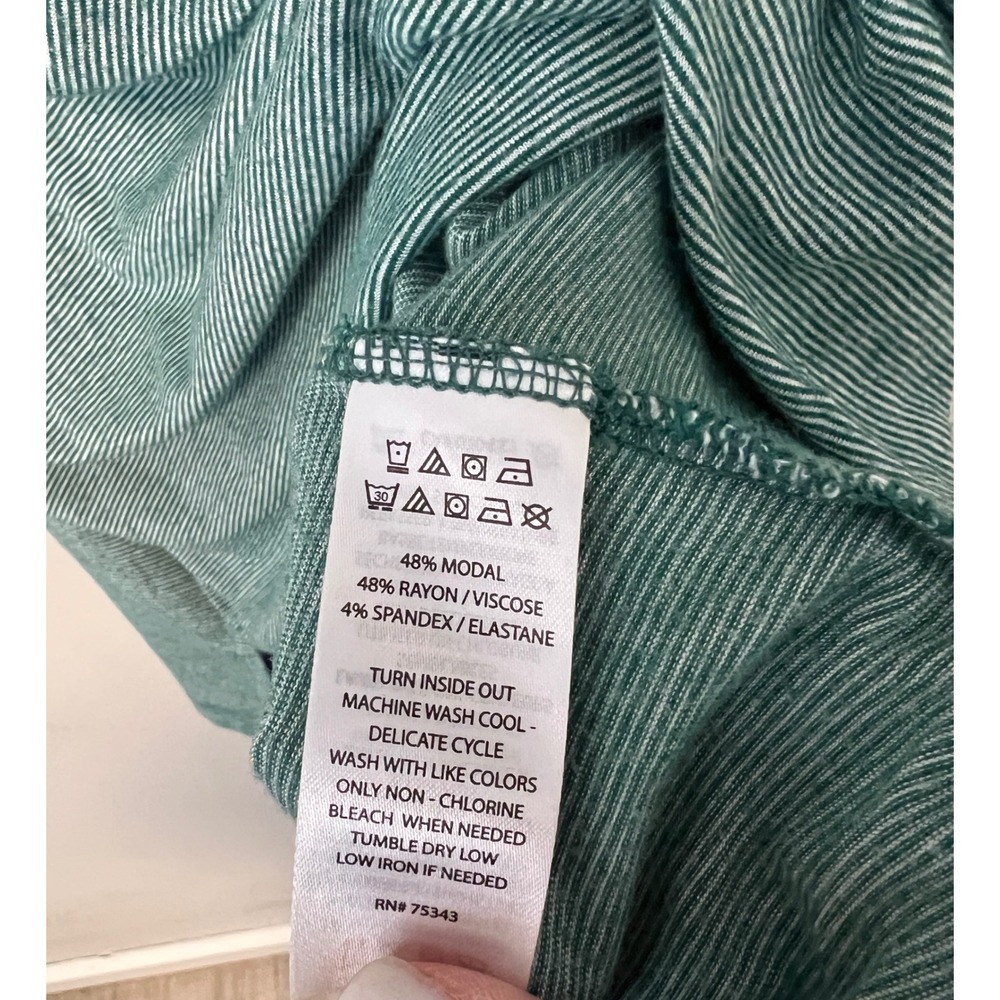 Adrienne Vittadini Tank Top Size Large Green Striped Sleeveless Modal - Picture 4 of 6
